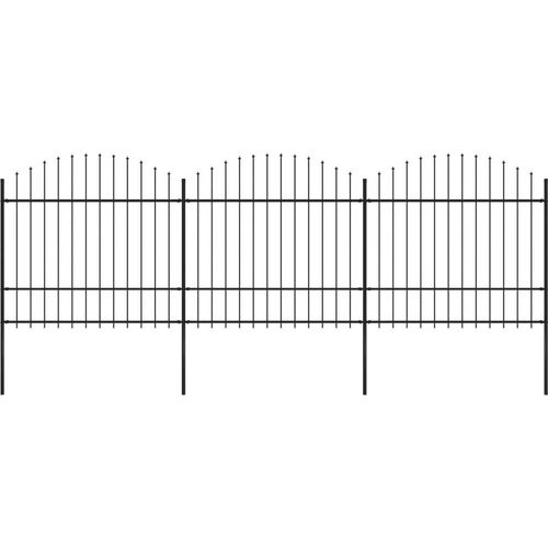 Gartenzaun mit Speerspitze Stahl 537 x 175 cm Schwarz
