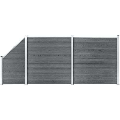 WPC Zaun-Set 2 Quadrate + 1 Schräge 446x186 cm Grau