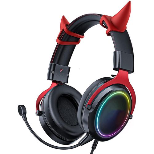 Over-Ear-Kopfhörer Katzenohr mit Verkabeltes RGB -Gaming -Headset mit Mikrofon, Leuchtende Geräuschreduktion über Ohr -süße Kopfhörer für Spieler