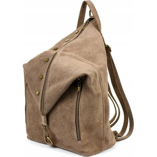 Italienischer Damenlederrucksack, Tasche A4 Zamsz