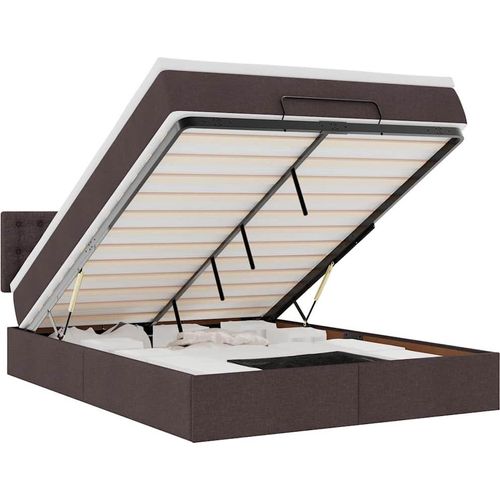 vidaXL Ottomanische Bett mit Matratze & LEDs Dunkelbraun 140x190 cm