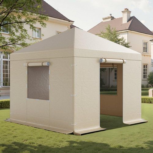 Winterabdeckung 3,05 x 3,05m Pavillon - Ersatzabdeckung mit Seitenwänden und Netzfenstern - Lagerschutzabdeckungen PE-Material - Pavillons nicht im Lieferumfang - passend für Gartenpavillon