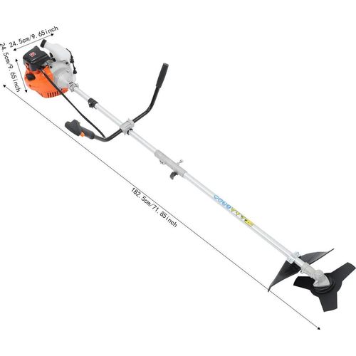 Benzin-Freischneider und Rasentrimmer - 2-Takt 42,7 cm³ - 3 Köpfe (Buschmesser, Grasblatt für dichtes Gras, Trimmerkopf) - Tank 1,2 l - Mischverhältnis 25:1 - Gewicht 10,07 kg