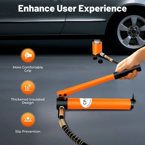 Hydraulikzylinder Stempelheber Set - BSC-20 + CP-180 - 20 t Tragkraft - 1,3 cm Hub - Handpumpe Enthalten - Für Maschinen/Schiffbau - Orange