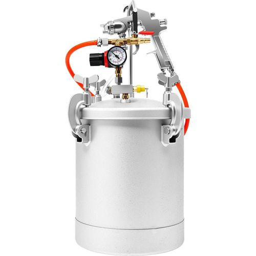 Lackierpistolen-Set - HVLP Druckbehälter 10 l - 50–80 psi (3,4–5,5 bar) - Für Wand, Auto, Stahl - Für Rostschutzlacke - Silber