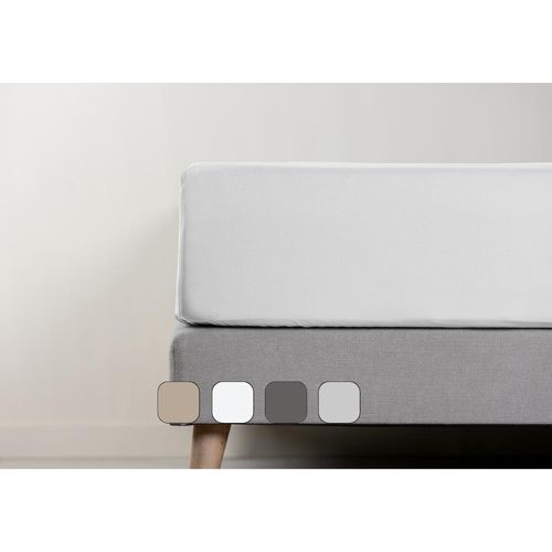 Drap Housse Satin de Coton Emma 200x200 - Blanc