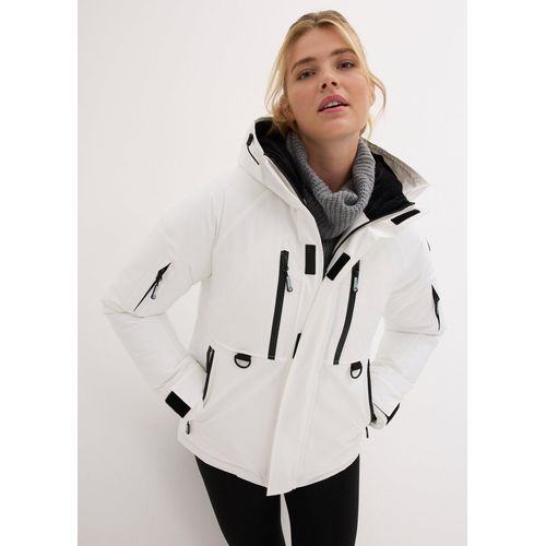 bonprix wasserdichte Ski-Jacke mit Schneefang, weiß, Gr.46, Wasserdichte Skijacke