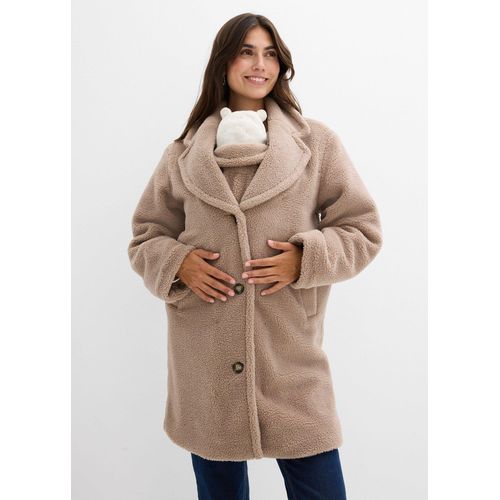 bonprix 2-in-1 Umstandsmantel mit Trageeinsatz, braun, Gr.44, Kuscheliger Umstandsmantel aus Teddyfleece mit Babyeinsatz