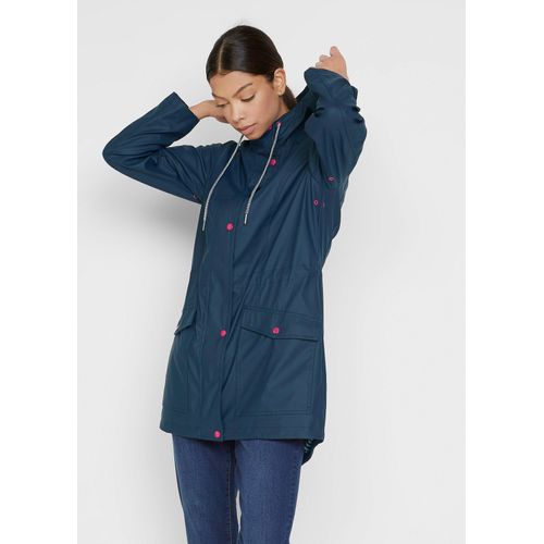 bonprix wasserabweisende Regenjacke, blau, Gr.36, Lange Regenjacke mit Kapuze, wasserabweisend