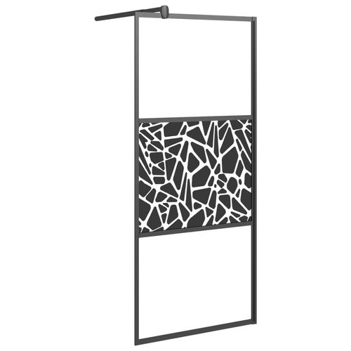 Duschwand für Walk-In Dusche 90x195 cm ESG Steindesign Schwarz