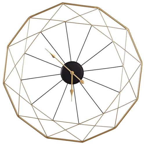 Ambia Home Wanduhr , Schwarz, Gold , Metall , Dekoration, Uhren, Wanduhren