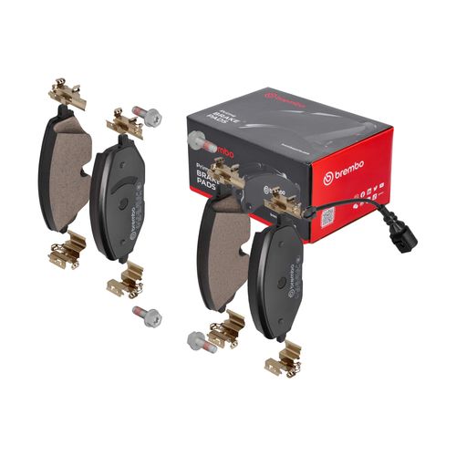BREMBO Bremsbelagsatz, Scheibenbremse BREMSBELÄGE, RICHTUNGSGEBUNDEN P 85 182 vorne rechts links mit Zubehör für SKODA VW (SVW) SEAT (FAW) CUPRA AUDI