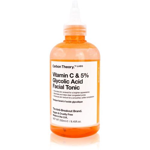 Carbon Theory SupaVIT-C 5% Glycolic & Vitamin C Verhelderende Tonic tegen acne, roodheid en acnelittekens 250 ml