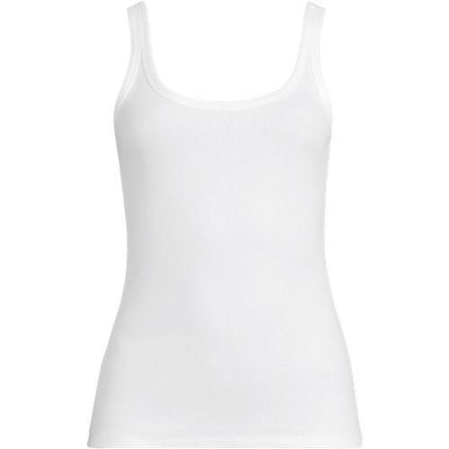 Ripp-Tanktop, Damen,  Weiß, Elasthan/Baumwoll-Mischung, by Lands' End