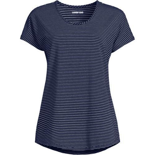 Shirt aus Baumwolle/Modal-Mix mit Ballett-Ausschnitt, Damen,  Blau, Baumwolle Modal, by Lands' End