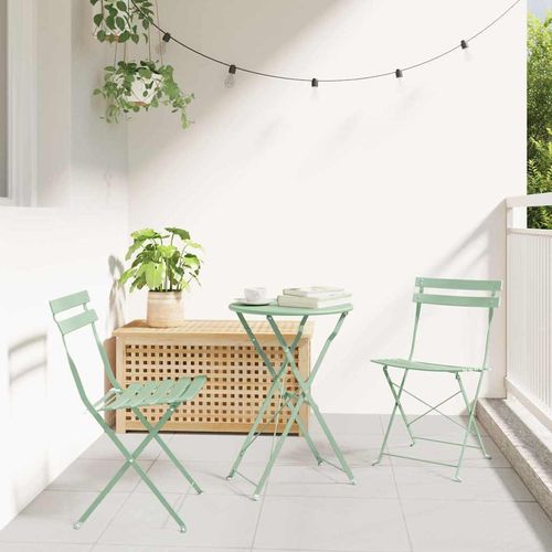 Maison Exclusive - Klapp Bistro Set 3 pcs Meerschaumgrün Stahl