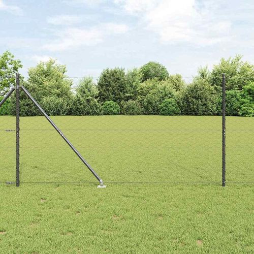 Sechseckiger Zaun mit Pfosten 50 x 1,2 m Grau Netz