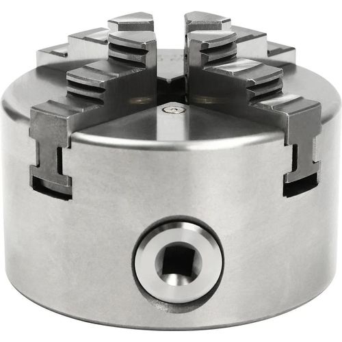 Drehfutter - 4-Backen Spannfutter, Selbstzentrierend - Manuell - 80×80×66 mm - 2,2 kg - Silber