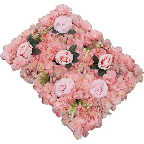 Blumenpaneele Set - Blumenwand Hintergrund - 12-teiliges Set - Künstliche Seidenblüten - Für Hochzeit, Babyshower, Geburtstag - Deko für Innenräume - Rosa