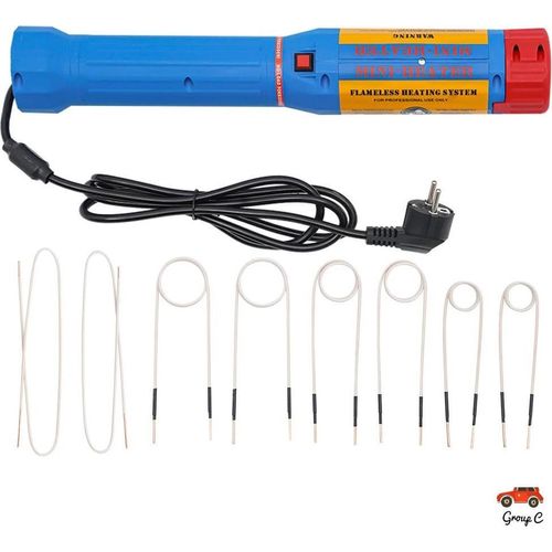 Induktionsheizgerät zum Lösen von Schrauben und Muttern - Set - Leistung 1100 W - EU-Stecker 220 V - Spulenset 8 Stk - Heizzeit 5–40 s - Max 800 °C - Blau