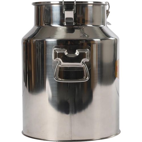 Milchkanne - Zylindrischer Vorratsbehälter 28 l - 201 Edelstahl - Luftdicht & auslaufsicher - Rostfrei/korrosionsbeständig - Für Wasser/Milch/Wein - Silber