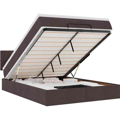vidaXL Ottomanische Bett mit Matratze & LEDs Dunkelbraun 140x190 cm