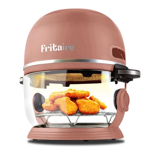 FRITAIRE - DIE UNGIFTIGE UND SELBSTREINIGENDE HEIßLUFTFRITTEUSE mit einer 4,8 L Glasschale mit 360º Sieb, selbstreinigend und BPA-frei mauve