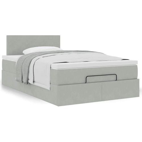 Maison Exclusive - Ottomanische Bett mit Matratze Hellgrau 120x190 cm Samt