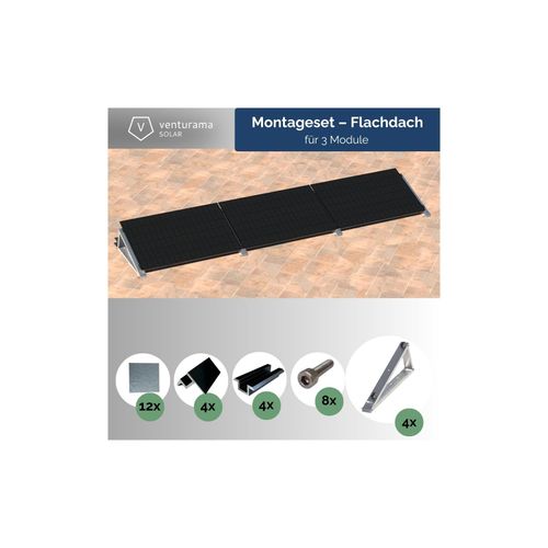 Flachdach-Aufständerung - "Flat-Flex"-Set - für 3 x PV-Module (nebeneinander)