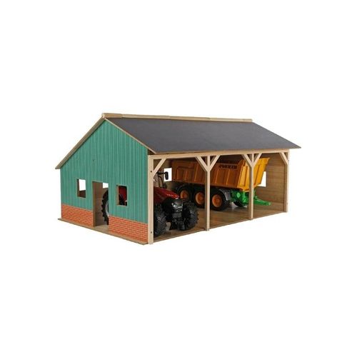 Kids Globe - Agricultural Shed Wood for 3 Tractors 1:16