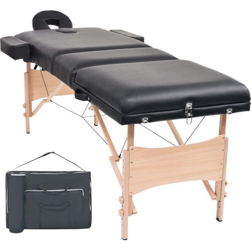 Massageliege 3 Zonen Tragbar 10 cm Polsterung Schwarz