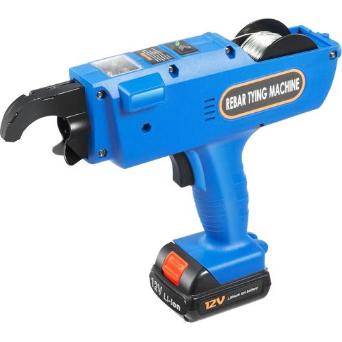Bewehrungsbindemaschine - 12V Akku Kabellos - Automatisch - 8–34 mm Bewehrungsstahl - EU-Stecker - Blau