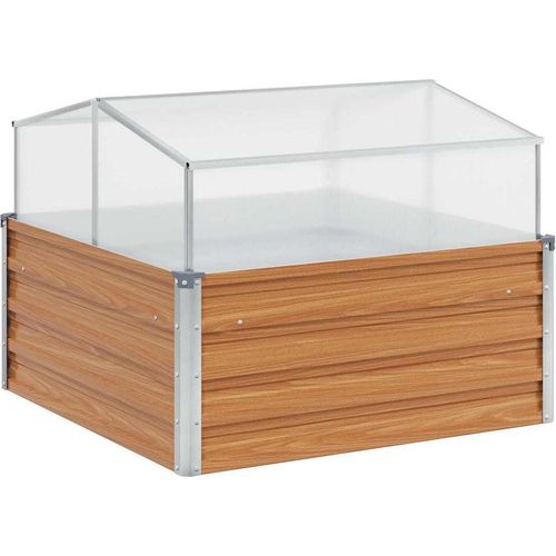 Gartenpflanzer mit Gewächshaus Hellbraun 100 x 100 x 77 cm