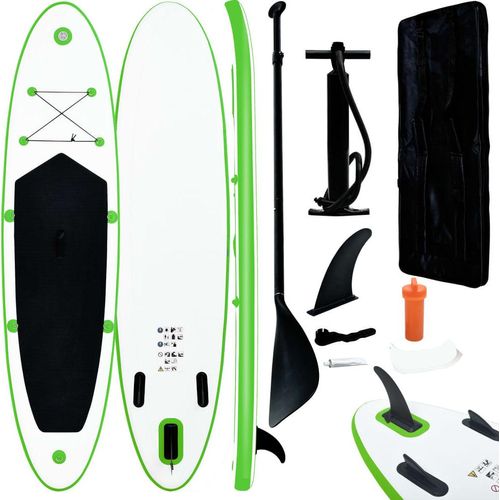 SUP-Board-Set Aufblasbar Grün und Weiß