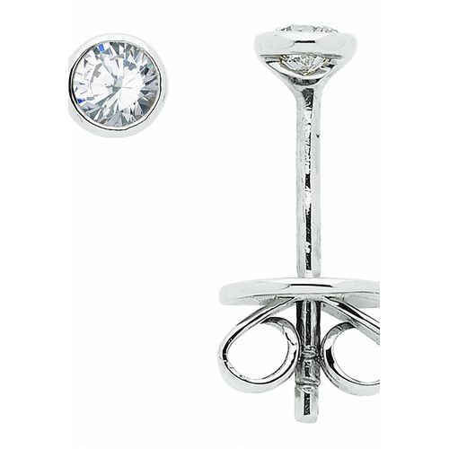 Paar Ohrstecker ADELIA´S "585 Weißgold Ohrringe Ohrstecker mit Diamant Brillant Ø 3,4 mm", silber, Ohrringe, Damen, Weißgold 585, Paar Ohrstecker