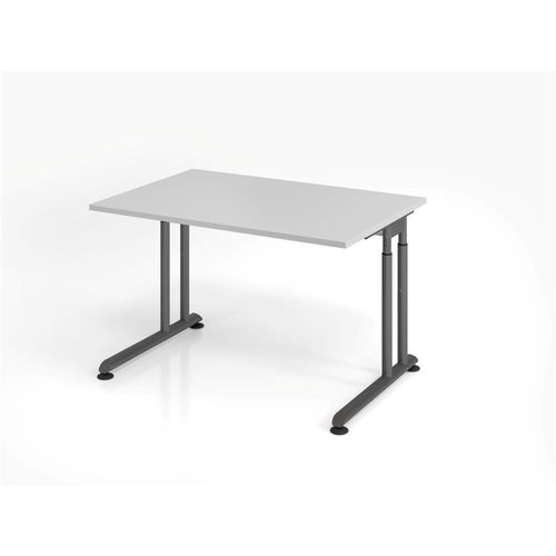 Büro Schreibtisch 120x80 cm Modell ZS12 mechanische Höheneinstellung 5 = Grau-Graphit-ohne Seitenblenden