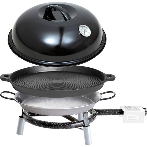 Paella World Trekking Line Set inkl. Backhaube, Gusseisenpfanne und Paella-Pfanne