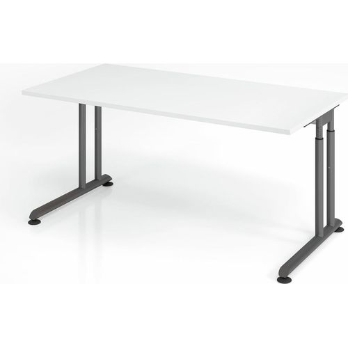 Büro Schreibtisch 160x80 cm Modell ZS16 mechanische Höheneinstellung W = Weiß-Graphit-ohne Seitenblenden