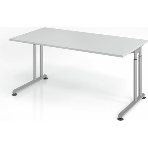 Büro Schreibtisch 160x80 cm Modell ZS16 mechanische Höheneinstellung 5 = Grau-Silber-ohne Seitenblenden