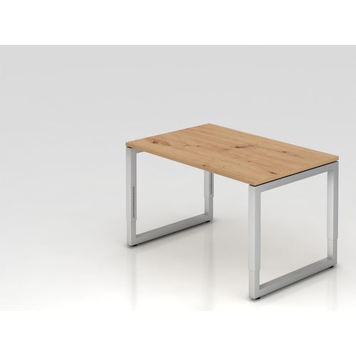 Büro Schreibtisch 120 x 80 cm Modell RS12 mechanische Höheneinstellung R=Asteiche-silber