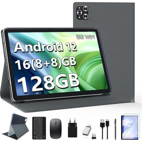 Tablet 10 Zoll mit Tastatur, 16 GB RAM + 128 GB ROM (TF 1 TB), 2,4 GHz + 5 G WLAN, Octa-Core, Tablet mit Maus und Stift, 5 MP/13 MP HD-Kamera, GPS