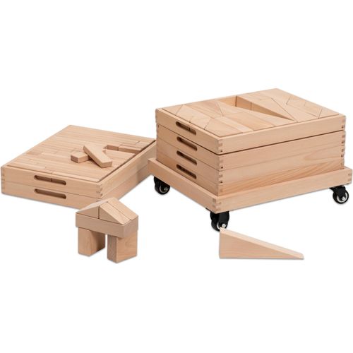Betzold Bausteinwagen mit 6 Fächern, Bausteine für Räumliche Vorstellung, Motorik/Geschicklichkeit, Ausführung: Set 1