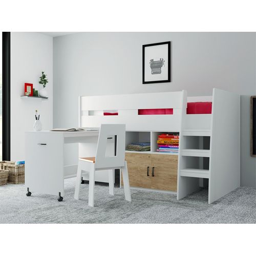 Bett 90x200 cm Hochbett mit Schreibtisch