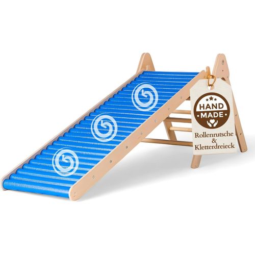 WoodsCraft - Indoor Rutsche [160cm] mit Kletterdreieck | Kinderrutsche-Rollenrutsche: viele Sinneserfahrungen | Kinder Rutsche