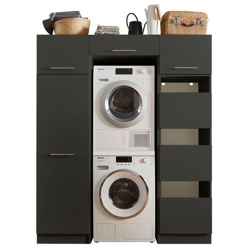 Hauswirtschaftsraum Laundreezy, Anthrazit, Holzwerkstoff, 167.5x200x67.5 cm, Waschküche, Hauswirtschaftsraum