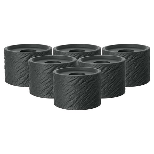 Kerzenhalter VILLEROY & BOCH "Kerzenhalter Manufacture Rock Home ø 6,3 cm 6er Set schwarz", schwarz, Kerzenhalter, Kerzenhalter