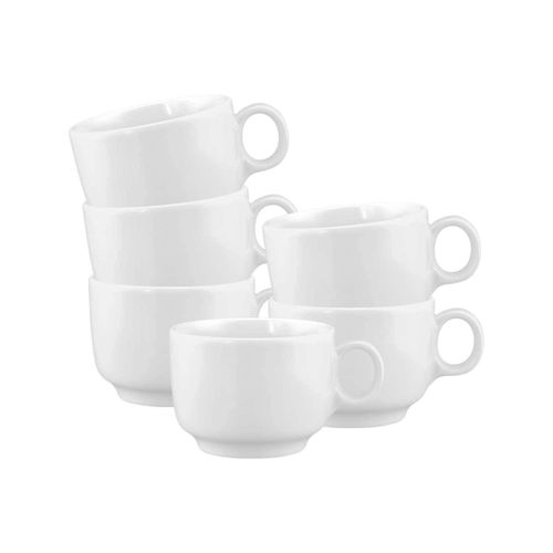 Tasse SELTMANN WEIDEN "Kaffeetassen Sento Home 210 ml 6er Set weiß", weiß, B:8,4cm H:6,2cm Ø:8,4cm, Porzellan, Trinkgefäße, Tasse, Spülmaschinengeeignet, Mikrowellengeeignet, Ofenfest, Salamandergeeignet, Kühlschrankgeeignet, Gefrierschrankgeeignet