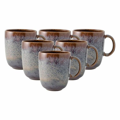 Becher "Becher mit Henkel Lave 400 ml 6er Set", beige, 6 tlg., Steingut, LIKE. BY VILLEROY & BOCH, Trinkgefäße, Becher