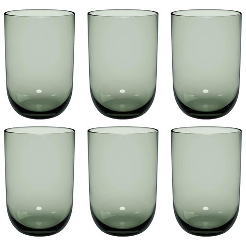 Longdrinkglas "Longdrinkbecher Like Glass 385 ml 6er Set", grün (sage), 6 tlg., Glas, LIKE. BY VILLEROY & BOCH, Trinkgefäße