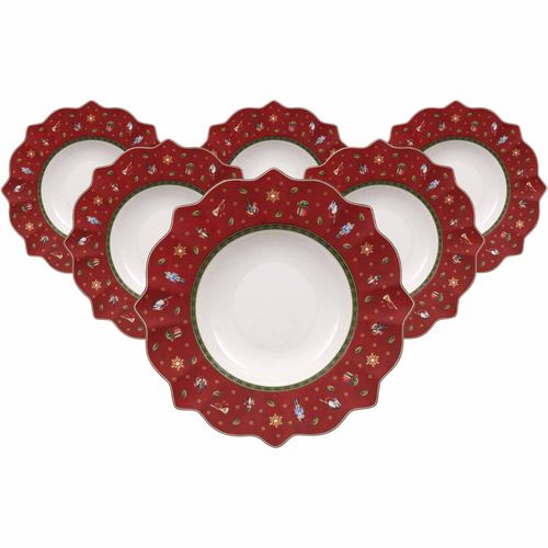 Suppenteller VILLEROY & BOCH "Suppenteller Toy's Delight ø 26,4 cm 6er Set rot", rot, L:26,5cm, Speiseteller